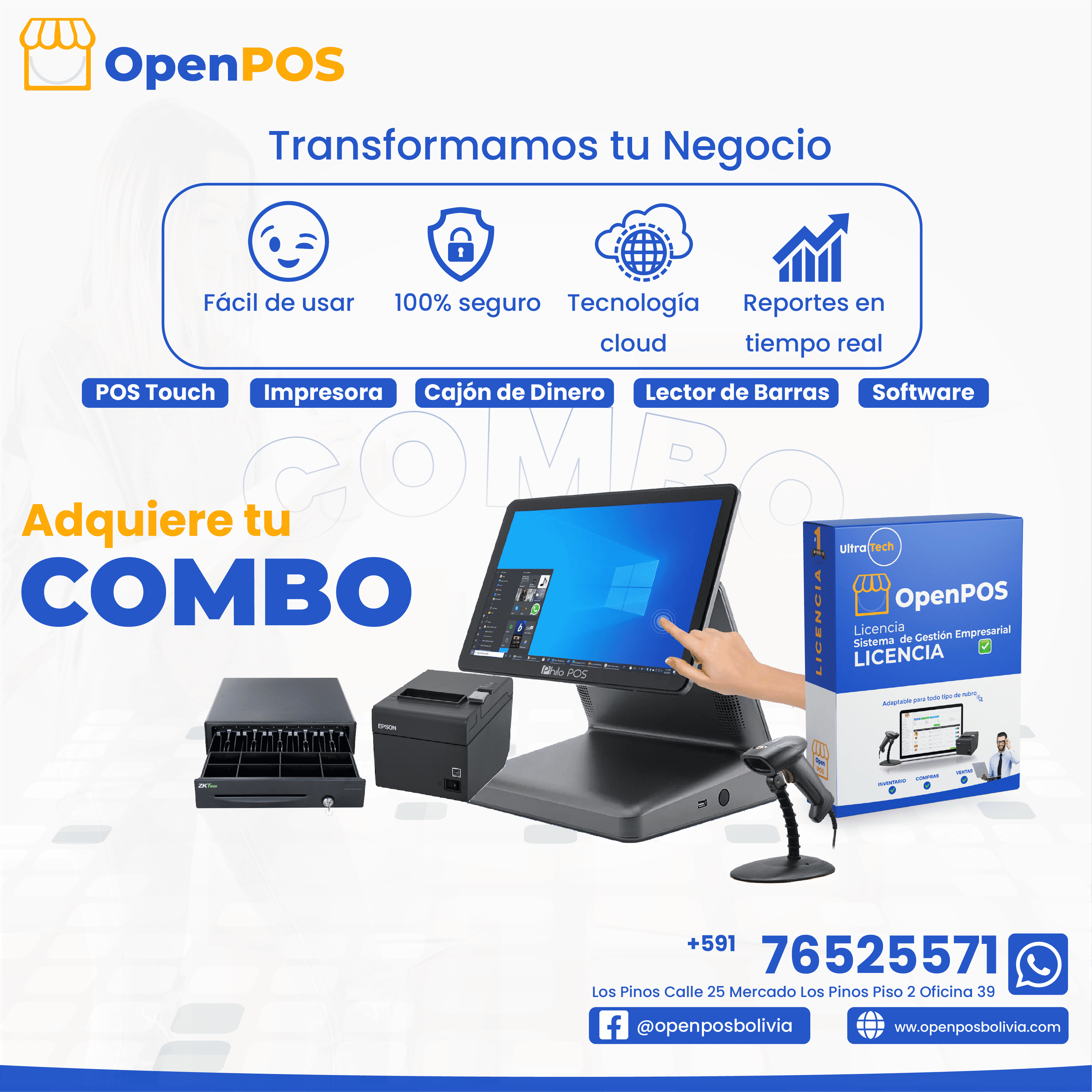 Software + Impresora + Lector + Caja + PC ALL IN ONE TOUCH